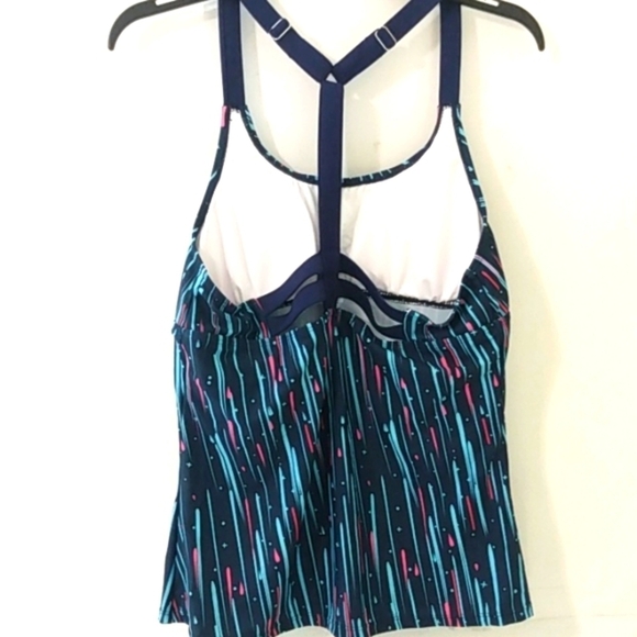 NAVY & PINK RACERBACK TANKINI SWIM TOP SIZE LARGE NWOT - Picture 5 of 8